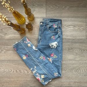 Floral Embroidered Jeans